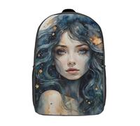 RRTYVFD Mochila 3D "El vagabundo mira hacia atrás" para niños, impermeable, ideal para la escuela, con libros y estilo lindo y relajado. Adecuado para niñas y niños., Retrato de The Starry Sky, 17"