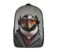 RRTYVFD Mochila de senderismo con silueta de galaxia, bolsa de felpa de dibujos animados, mochila 3D para niños, mochila escolar, idea de regalo de cumpleaños para niños y niñas, Detective Penguin, 17