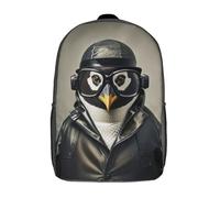 RRTYVFD Mochila de senderismo con silueta de galaxia, bolsa de felpa de dibujos animados, mochila 3D para niños, mochila escolar, idea de regalo de cumpleaños para niños y niñas, Penguin Detective, 17