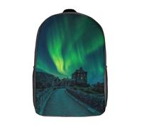 RRTYVFD Mochila escolar con diseño de árbol de la vida cósmico en 3D, bonita mochila escolar para exteriores, informal, para niños y estudiantes de secundaria, Eilean Donan Castle Aurora, 17"