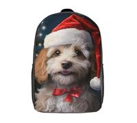 RRTYVFD Mochila escolar con diseño de dragón cósmico de fantasía épica para niños, de alta capacidad, para viajes, a la moda, mochila informal, Cute Christmas Dog 01, 17"
