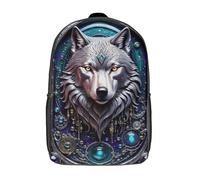 RRTYVFD Mochila escolar con diseño de lobo galáctico en 3D para niños, mochila de viaje de alta capacidad, mochila para libros, mochila escolar para niños, Crónicas del lobo galáctico, 17"