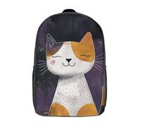 RRTYVFD Mochila escolar con estampado 3D de flores rojas abstractas para niñas, mochila informal ligera para estudiantes de secundaria, Happy and Cute Calico Cat, 17"