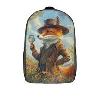 RRTYVFD Mochila escolar con estampado 3D de guepardo, informal, para niños, escuela secundaria, estudiantes, escuela, Fox Detective, 17"