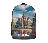 RRTYVFD Mochila escolar con estampado 3D del Parque Nacional Kluane de Canadá con bolsillos grandes para niños, mochilas para libros, mochila escolar para niños, Catedral de San Basilio de Moscú, 17"