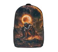 RRTYVFD Mochila escolar con estampado 3D War Tank para niños y niñas, mochila escolar informal de moda para la escuela o viajes, Caballero en paisaje apocalíptico, 17"