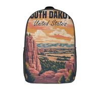 RRTYVFD Mochila escolar con ilustración callejera de la ciudad de Nueva York, mochila escolar impresa en 3D para niños, estudiantes de primaria y secundaria, Paisaje de Dakota del Sur, 17"