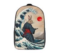 RRTYVFD Mochila escolar de arte Kintsugi con diseño de langosta dorada con impresión 3D, mochila escolar para niños y niñas, mochila para laptop, para niños, estudiantes, adultos, Rabbit Samurai, 17"