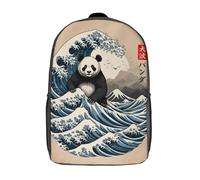 RRTYVFD Mochila escolar de arte Kintsugi con diseño de langosta dorada con impresión 3D, mochila escolar para niños y niñas, mochila para laptop, para niños, estudiantes, adultos, Panda Great Wave, 17
