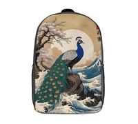 RRTYVFD Mochila escolar de arte Kintsugi con diseño de langosta dorada con impresión 3D, mochila escolar para niños y niñas, mochila para laptop, para niños, estudiantes, adultos, Pavo real japonés