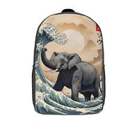 RRTYVFD Mochila escolar de arte Kintsugi con diseño de langosta dorada con impresión 3D, mochila escolar para niños y niñas, mochila para laptop, para niños, estudiantes, adultos, Gran ola de elefante