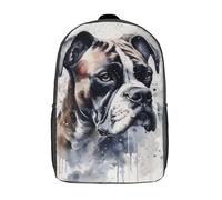 RRTYVFD Mochila escolar Hippo Wild Beauty impresa en 3D para niños, estilo casual y de moda, ideal para viajes y estudios., Boxer Dog Inked Elegance, 17"
