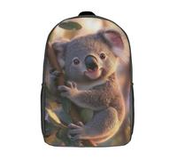 RRTYVFD Mochila escolar impermeable con diseño de gatito 3D con pajarita y globos, mochila escolar para niños, bonita mochila escolar informal para bebés, niñas y niños, Bonito koala en rama, 17"