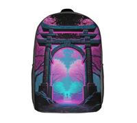 RRTYVFD Mochila escolar impermeable con diseño de paisaje de atardecer en 3D de Iowa, Cherry Blossom Japan Art, 17"