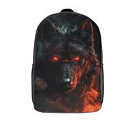 RRTYVFD Mochila escolar impermeable para niños, diseño de rey león y diablo en 3D, Lobo negro peligroso, 17"