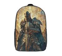 RRTYVFD Mochila escolar impresa en 3D para niños, mochila mago de cristal coloreado, mochila de ocio de moda para niños, mochila de día al aire libre, bonita bolsa de viaje, Paladín Warrior Mosaic, 17