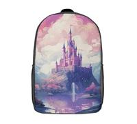 RRTYVFD Mochila escolar impresa en 3D para niños, mochila mago de cristal coloreado, mochila de ocio de moda para niños, mochila de día al aire libre, bonita bolsa de viaje, Magical Castle Pixel Art