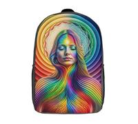 RRTYVFD Mochila escolar infantil con diseño de diosa afro arcoíris, mochila escolar para niños, mochila de dibujos animados 3D de gran capacidad para niños y niñas, Despertar en arco iris, 17"