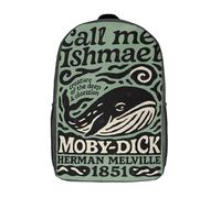 RRTYVFD Mochila escolar para estudiantes, diseño de diente de león, mochila escolar con impresión 3D, mochila de viaje para niño, Moby Dick - Portada de libro, 17"