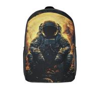RRTYVFD Mochila escolar para niños con diseño de estatua del dios Apolo, mochila de moda unisex para viajes, mochila 3D original, Spaceman, 17"