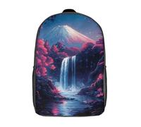 RRTYVFD Mochila escolar para niños con estampado 3D Koi Fish And Moon japonés, asiático, Yin y Yang, mochila deportiva para niños y niñas, mochila de moda, Mountain Fuji Waterfall Night Japanese