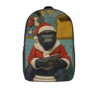 RRTYVFD Mochila escolar para niños con impresión 3D linda mochila de viaje con búho de nieve rey pájaro mochila de ocio para niños al aire libre para niñas y mujeres, Gorilla Santa On Toilet Christmas