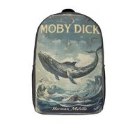 RRTYVFD Mochila escolar para niños con impresión 3D Nuke las ballenas, mochila escolar infantil, mochila de viaje, mochila de libros de moda, mochila de gran capacidad, Moby Dick Book Cover, 17"