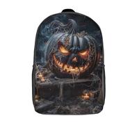 RRTYVFD Mochila escolar para niños con león bebiendo cerveza, impreso en 3D. Ideal para viajes, libros y como bolsa de escuela., Spooky Halloween Pumpkin, 17"