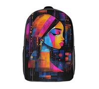 RRTYVFD Mochila escolar para niños, diseño abstracto cubista que representa el horizonte londinense y sus emblemáticos monumentos. Mochila impresa en 3D, ideal para viajes y ocio., The Girl With A