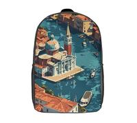 RRTYVFD Mochila escolar para niños, diseño de loro de la selva, con impresión 3D, de alta capacidad, para viajes, a la moda, mochila escolar para niños, Venecia desde arriba, 17"