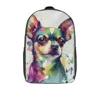 RRTYVFD Mochila escolar para niños impresa en 3D, inspirada en Crónicas del Lobo Galáctico. Gran capacidad, ideal para viajes, libros y escuela., Chihuahua Watercolor, 17"
