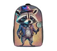 RRTYVFD Mochila escolar para niños THE EYE LONDON MASTERPIECE impresa en 3D - Mochila casual y moderna para niños - Gran capacidad - Ideal para viajes y libros, Detective Raccoon, 17"