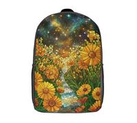 RRTYVFD Mochila impresa en 3D con retrato de tigre y paisaje africano para niños. Mochila linda, impermeable y de moda., Floral Galaxy Stained Glass Art, 17"