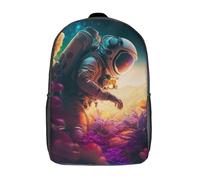 RRTYVFD Mochila infantil con estampado de paisaje de luna rosa en 3D, para estudiantes, mochilas escolares, mochilas de hombro para libros, Misión en el espacio, 17"