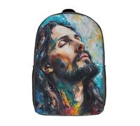 RRTYVFD Mochila infantil con impresión 3D con Lord Krishna tocando la flauta mochila para niños y niñas, mochila escolar ligera ajustable de 17 pulgadas para escuela primaria, Divine Serenity Of Jesus