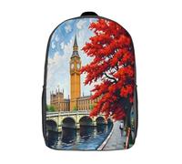 RRTYVFD Mochila infantil con impresión 3D Cyberpunk City Travel ligera mochila escolar de moda para niños y estudiantes, Street View of London Big Ben, 17"