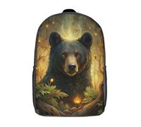 RRTYVFD Mochila infantil con paisaje floral de montaña con río, mochila escolar de gran capacidad para estudiantes, mochila para niños, niñas, adultos y adolescentes, Mystical Bear in Enchanted Forest