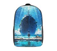RRTYVFD Mochila infantil con retrato de astronauta cósmico, bolsa escolar impresa en 3D, gran capacidad, para niños y niñas, Sunken Ship And Girl, 17"