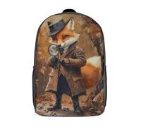 RRTYVFD Mochila infantil impresa en 3D con diseño de cohete mapache para surf, mochila escolar para estudiantes, moda casual, ligera, para escuela, universidad, viajes, Fox Detective, 17"