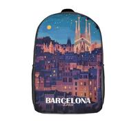 RRTYVFD Mochila infantil impresa en 3D con paisaje urbano nocturno de Oslo, Noruega, para niños, espaciosa, mochila de viaje, mochila para libros, mochila escolar, Barcelona Spain Cityscape At Night