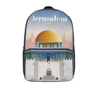 RRTYVFD Mochila infantil impresa en 3D para viajar a la Ciudad de México - Bolsa escolar ligera y moderna para escolares, Viaje a Jerusalén, 17"