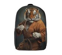 RRTYVFD Mochila para niños, mochila escolar, mochila de viaje, mochila de libros, mochila Samurai Tigre 3D para niños y niñas, Karate Tiger, 17"