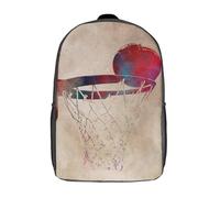 RRTYVFD Mochila para niños y niñas, con impresión 3D, voleibol, acuarela, arte, bolsa de libros para escuela primaria, bolsa de viaje casual, mochila para laptop, Baloncesto., 17"