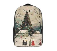 RRTYVFD Mochila para niños y niñas, con impresión 3D, voleibol, acuarela, arte, bolsa de libros para escuela primaria, bolsa de viaje casual, mochila para laptop, Navidad03, 17"