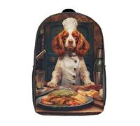 RRTYVFD Mochilas Dachshund con impresión 3D para niños, mochila escolar, mochila de moda para niños y estudiantes de primaria y secundaria, Brittany Spaniel Chef, 17"