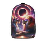 RRTYVFD Mochilas de viaje para niños con estampado en 3D, diseño de samurái, guerrero, animales, a la moda, informal, para niños y niñas, Love at the Eclipse, 17"