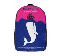 RRTYVFD Mochilas "En el patio junto al mar" impresas en 3D para niños, bolsas escolares de moda para niños de primaria y secundaria, Moby Dick Minimalist Book Cover, 17"