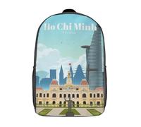 RRTYVFD Mochilas escolares con impresión 3D de Lisboa para niños, mochilas informales de moda, mochilas para libros, para niños, estudiantes de primaria y secundaria, Viaja a la ciudad de Ho Chi Minh