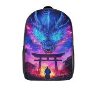 RRTYVFD Mochilas escolares Santisima Muerte con impresión 3D para niños, mochilas informales de moda, mochilas para niños, estudiantes de primaria y secundaria, Samurai y Dragón, 17"