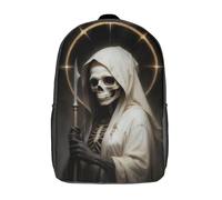 RRTYVFD Mochilas infantiles con estampado 3D de Lilith demoníaco con serpiente, mochilas escolares para niños y niñas, mochilas de viaje para libros para la escuela o viajes, Blanco Santa Muerte, 17"